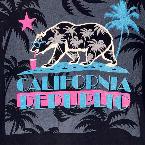 Riot Society California Republic Short Sleeve T Shirt Bear Size Medium Black - Picture 2 of 9